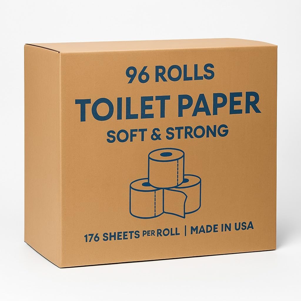 96 Rolls Toilet Paper – 176 Sheets per Roll | Soft & Strong Bathroom Tissue | Made in USA | Elegant Household Essentials Bulk Pack