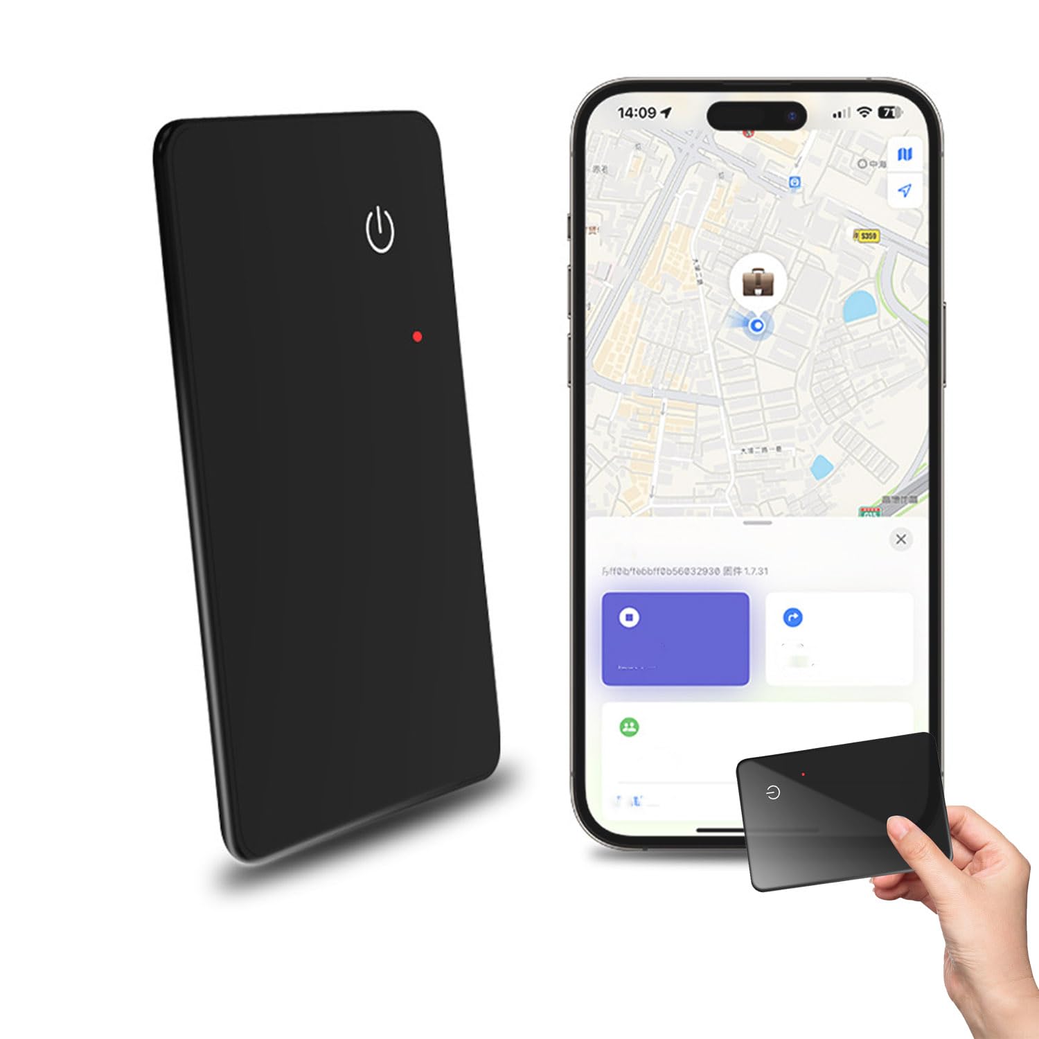 Spotminders Tracking Card, 2025 Upgrade Slimmest Smartcard Wallet Tracker Kaart, Draadloze Oplaadbare Smartcard Dunne Portemonnee Finder, IPX5 Waterdichte GPS Item Finder voor Bagage, Portemonnee