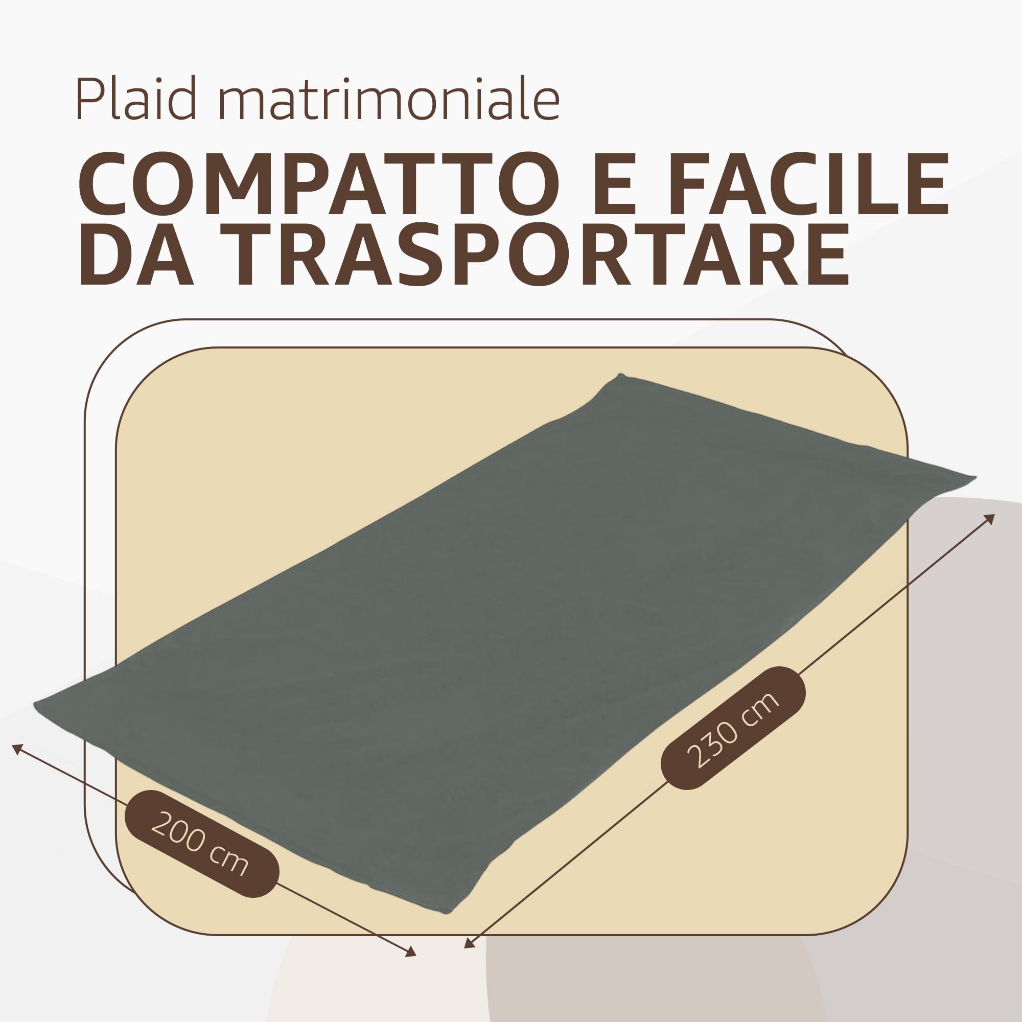 SONIT - Plaid Matrimoniale in Pile - Coperta in Pile Autunnale e Invernale - Coperta Matrimoniale 200x230 cm - Plaid Divano e Letto Grigio