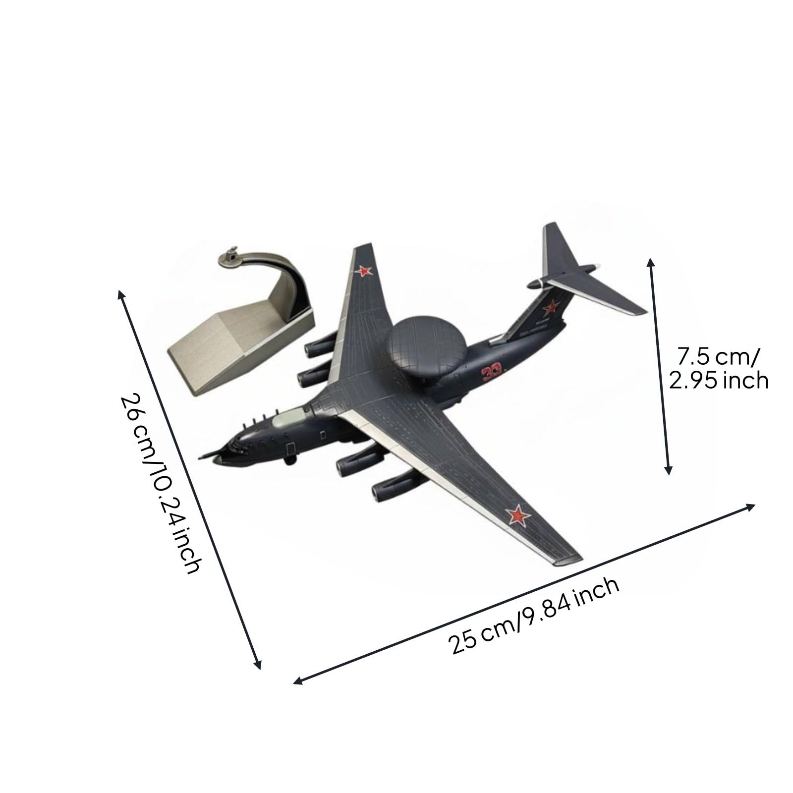 Aerei Militari Modellini Aereo da Collezione Aereo in Miniatura Riproduzione Diecast 1 200 A-50U con Dettagli Meticolosi in Lega E Plastica con Base