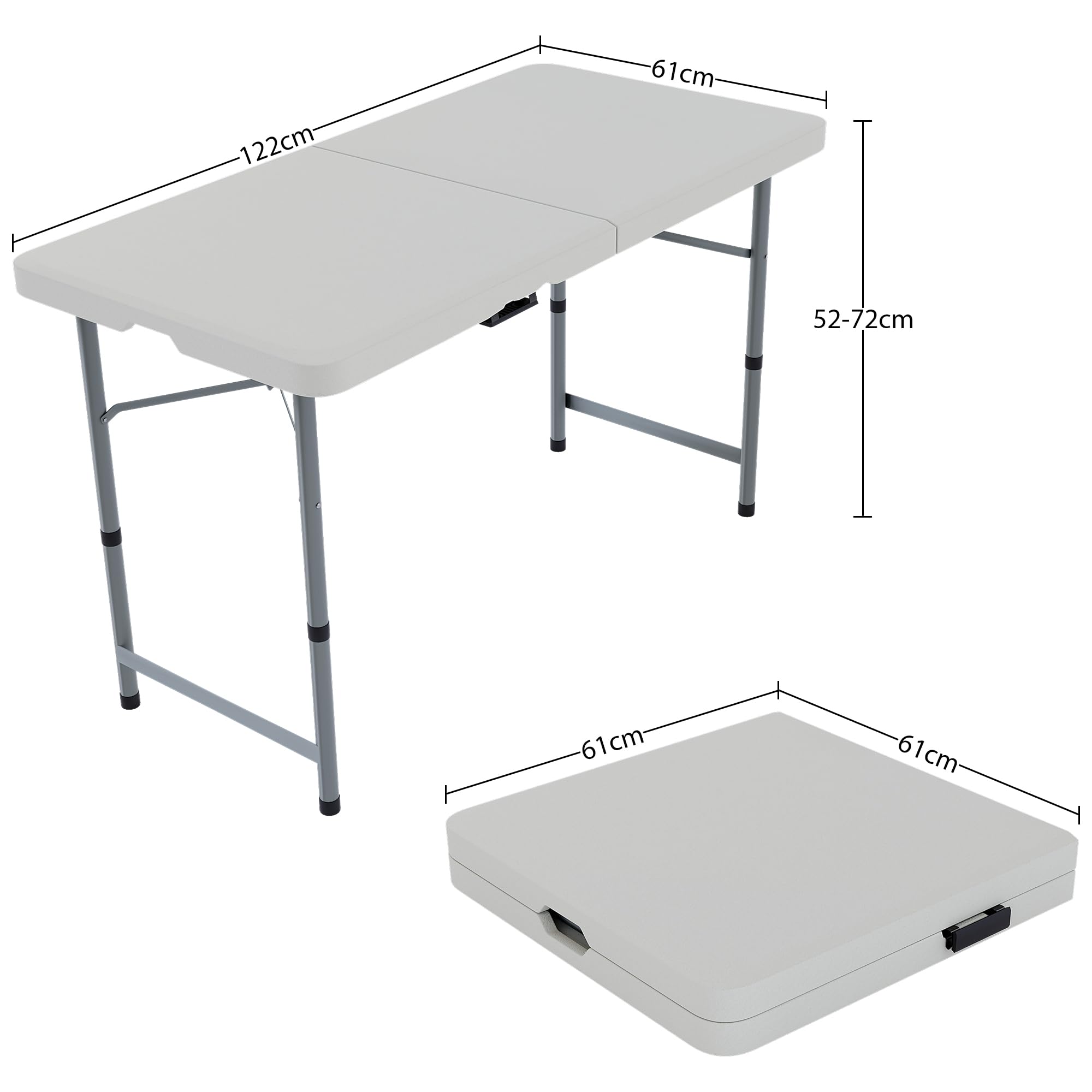 Home Vida Tavolo pieghevole da 1,2 m, resistente, extra resistente, per campeggio, buffet, matrimoni, mercatino, festa in giardino, festa, bagagliaio, cavalletto da picnic, interno ed esterno, pieghevole