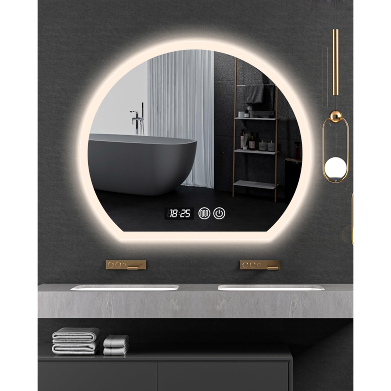 SDCFFC LED Bathroom Mirror with Lights, for Wall Dimmable Makeup Mirror, Waterproof, Shatter-Proof Defogger Mirrors