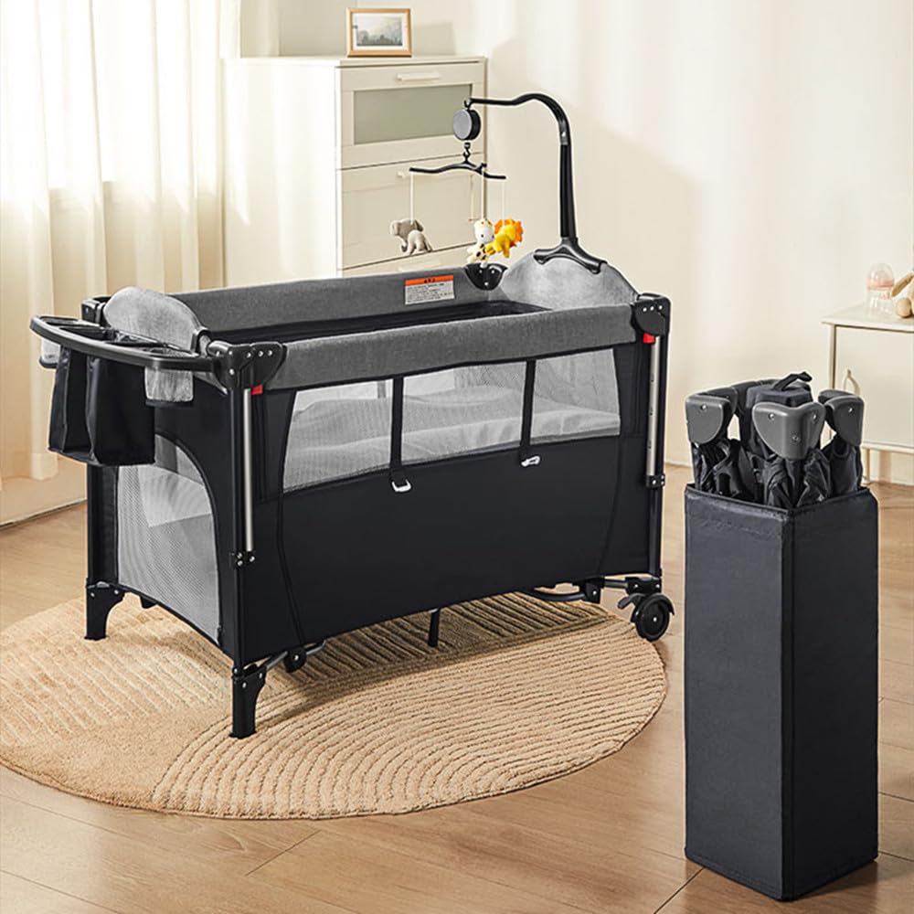 Amazon.co.jp: ベビーベッド 揺りかご 折りたたみ ベビーサークル