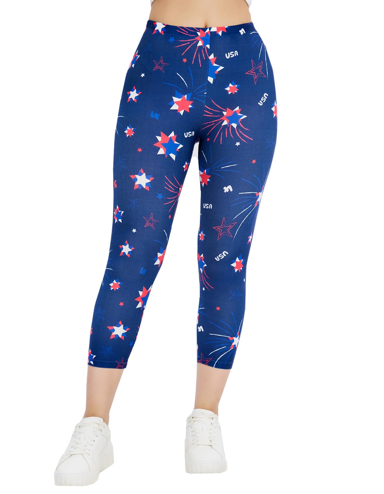 sissycos Women's Artistic Splash Printed Cropped Capri Leggings Buttery Soft Tights 21"