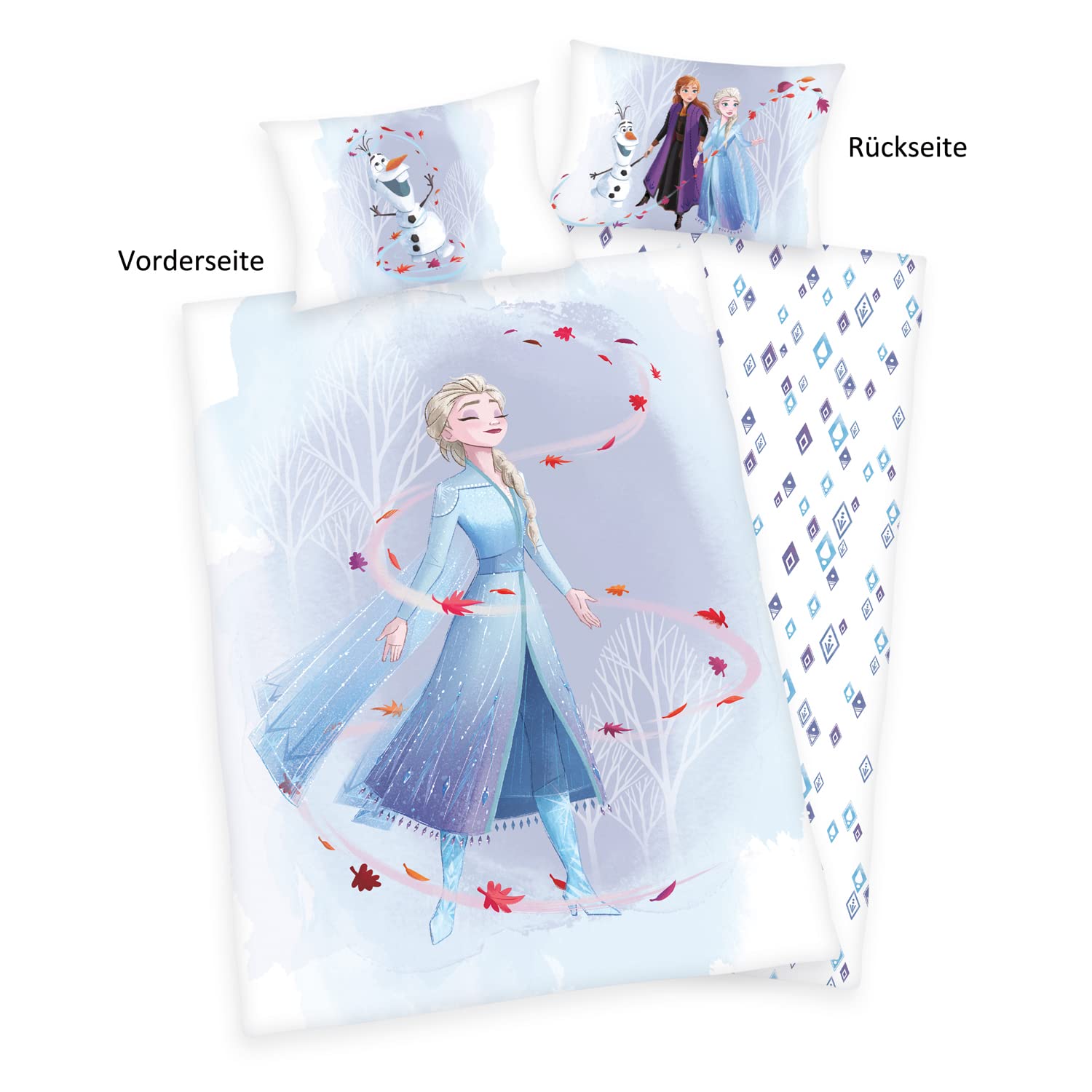 Parure Letto Frozen 100% Cotone - Copripiumino 100x135cm + Federa 40x60cm Con Elsa, Anna E Olaf - Foto 8