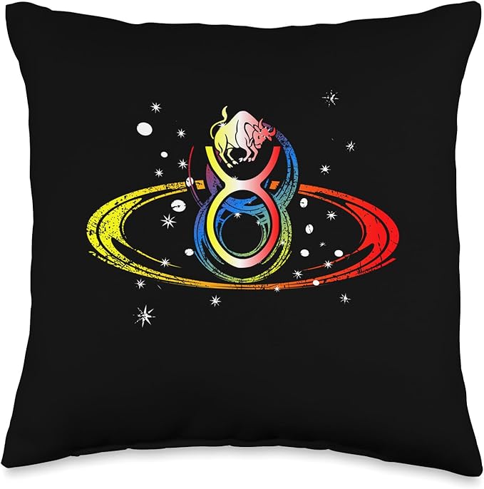 Taurus zodiac horoscope sign in stars and galaxy Throw Pillow