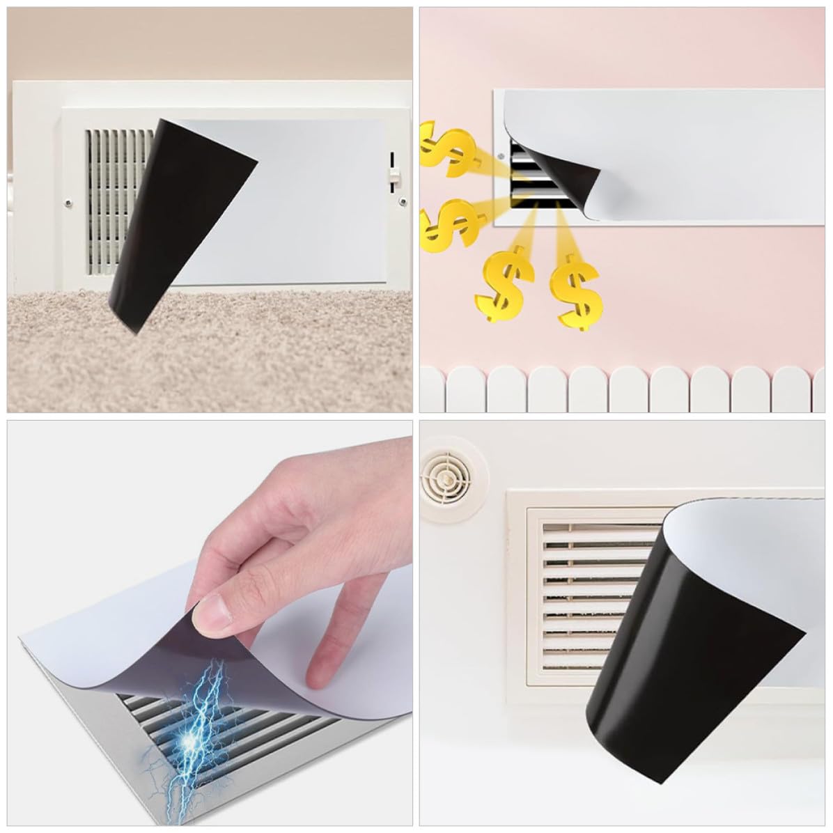 3 Piezas Cubierta de Ventilación Magnética de Pvc Blanco