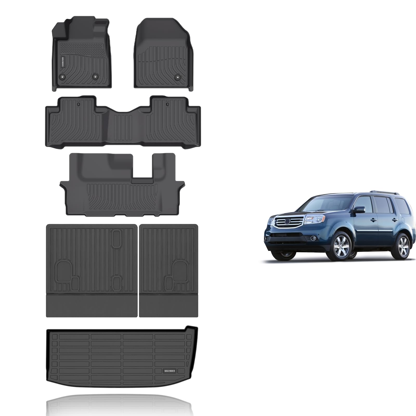 OMAC Floor Mats For Honda Pilot 2009-2015 Car Mats All Weather 3D Custom Fit Rubber Mat Waterproof Odorless TPE Floor Liners Laser Measured Non-Slip (Black), Floor Mats & Cargo Liners - Canada - Foto 4