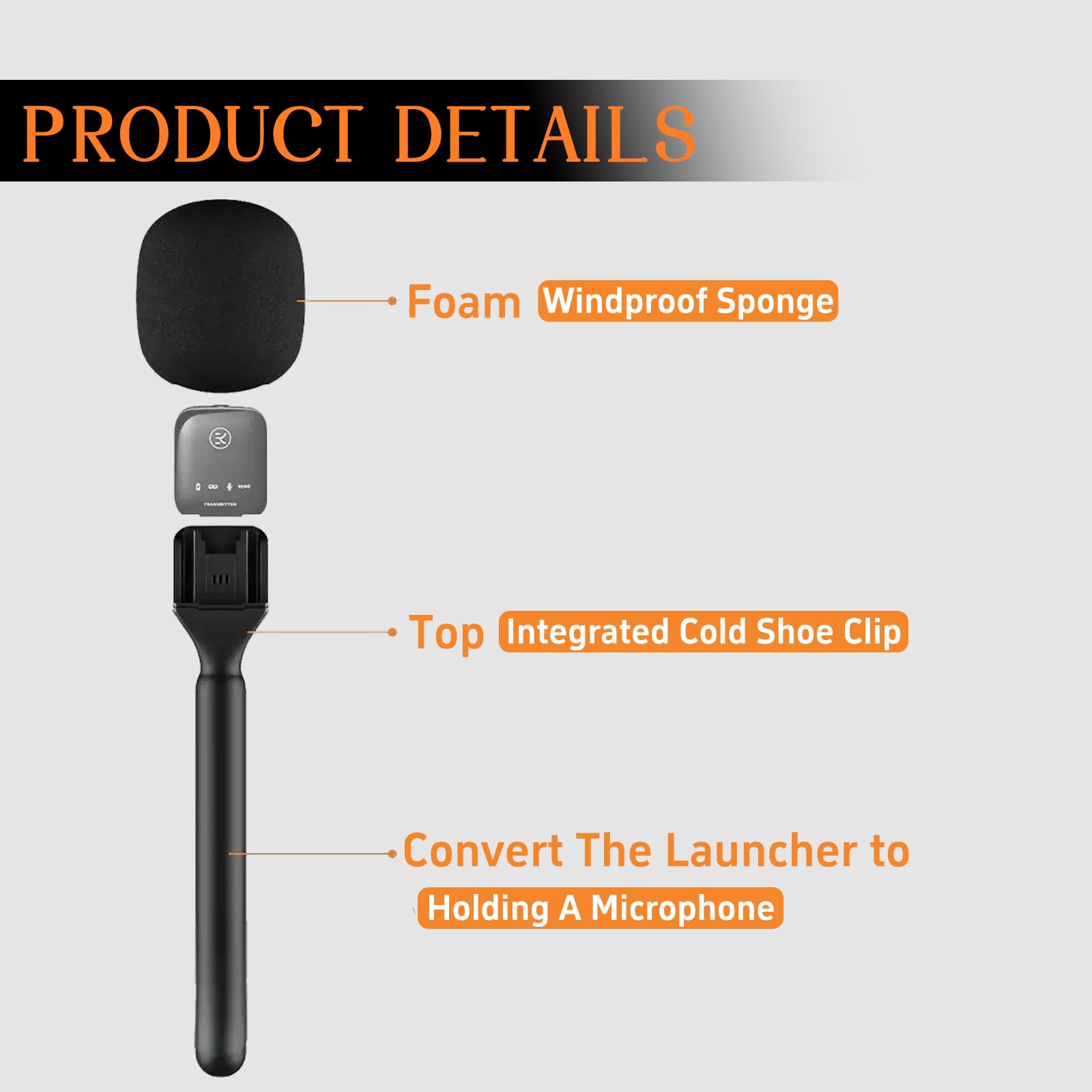 Handheld Wireless Mic Stand, Lavalier Microphone Interview Handheld Mount Adaptor - Image 3
