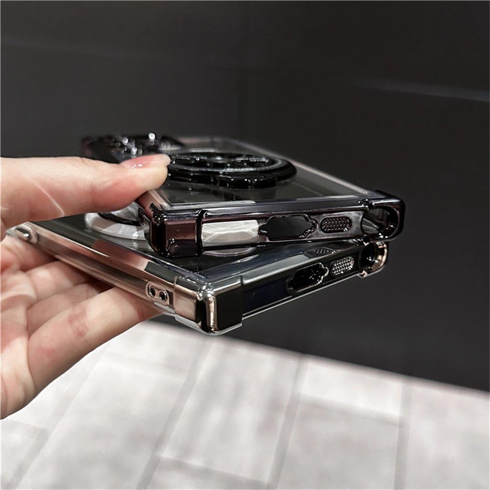 Luksusowe, magnetyczne, przezroczyste etui z powłoką poduszek powietrznych do Samsunga Galaxy S25, S24 Ultra, S23 Fe, S22 Plus, A54, A34, A15, A25, A35, A55, A53, srebrne, do Galaxy S23 Plus
