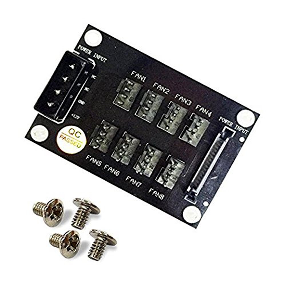 Jeasun 4-Pin or SATA 15-Pin to 8x 4-Pin Fan Splitter Hub, Power from One 4-Pin Molex or SATA 15-Pin connector