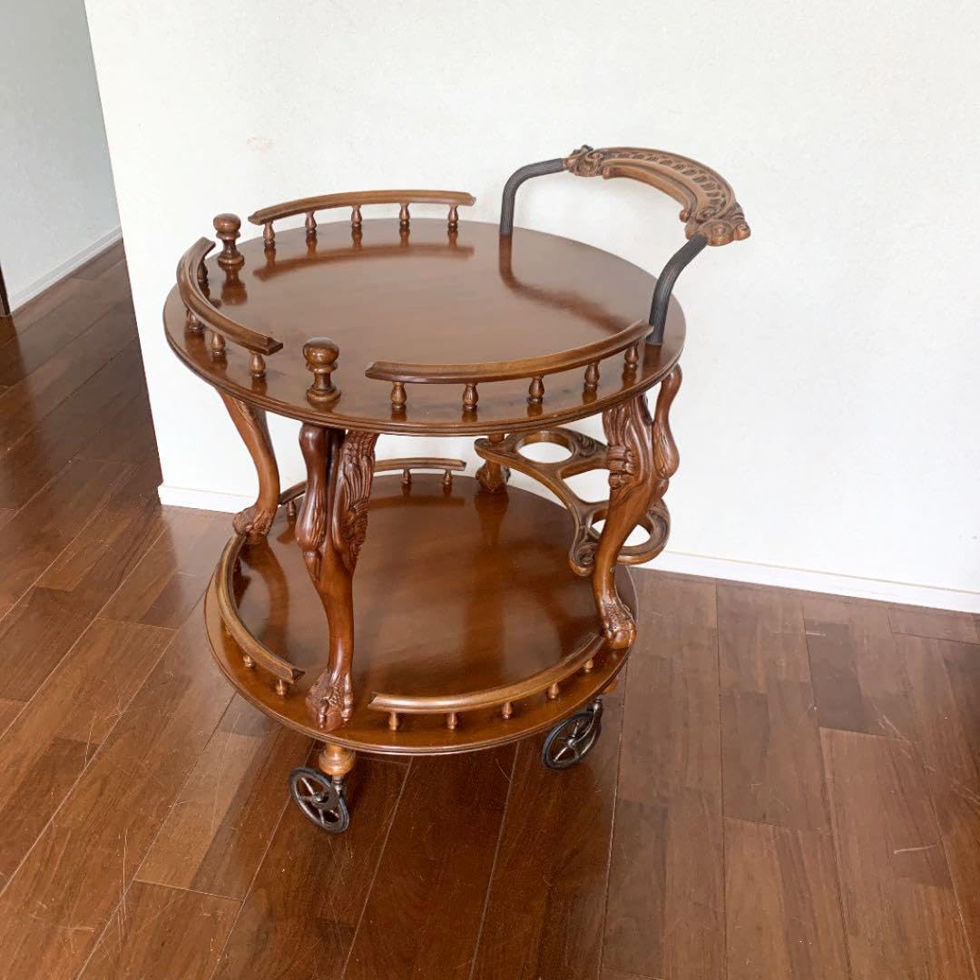 訳ありイタリアアンティークレトロ調象嵌細工キッチンワゴンワゴン