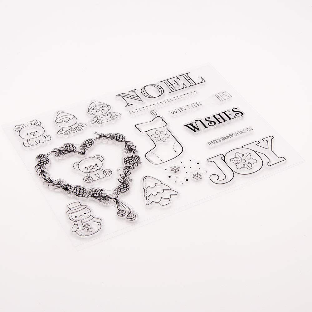 arriettycraft Kerst Sneeuwpop Clear Stempels Set Winter Familie Scrapbooking Stempel Rubber Stempels voor Kaarten Maken Sneeuwvlok Vogels Siliconen Stempels voor DIY Scrapbooking Maken