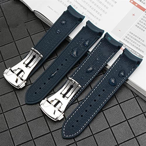 Bande de montre en silicone 22mm SAAWEE avec fermoir pliant pour Omega