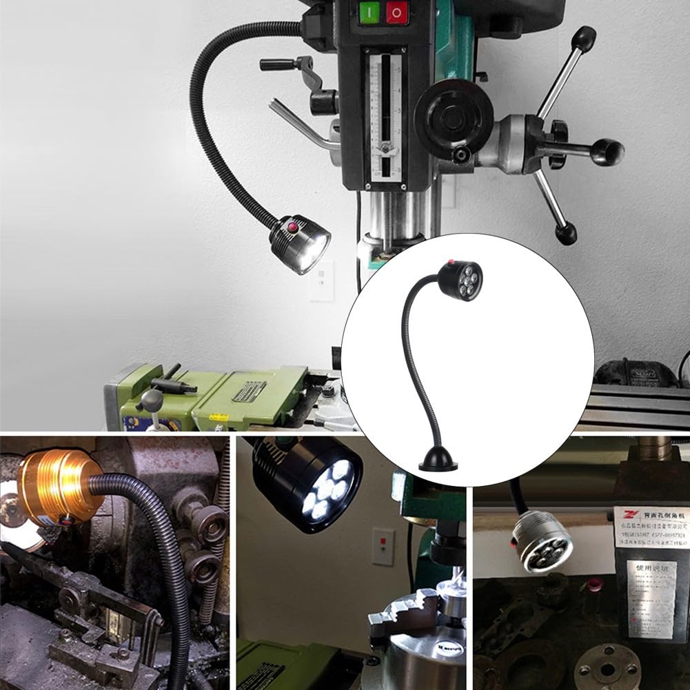 Lampada da lavoro a LED portatile, 120 lumen for Watt, Lampada lavoro for macchinisti con collo cigno flessibile, Lampada for attrezzi officina for macchine da cucire, illuminazione industriale(12W/24