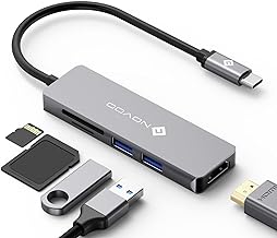 Novoo USB C Hub (5 in 1), Aluminium with HDMI, 4K, 2 USB 3.0, 1 SD, 1 microSD Card Reader