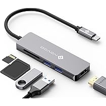 NOVOO USB C Hub 5 in 1 Multiport Adapter with 4K HDMI, 2 USB 3.0 Ports, SD, TF Card Reader for MacBook Pro 2019, 2018, iMac 2017, Huawei MateBook, Google Chromebook Pixel and More
