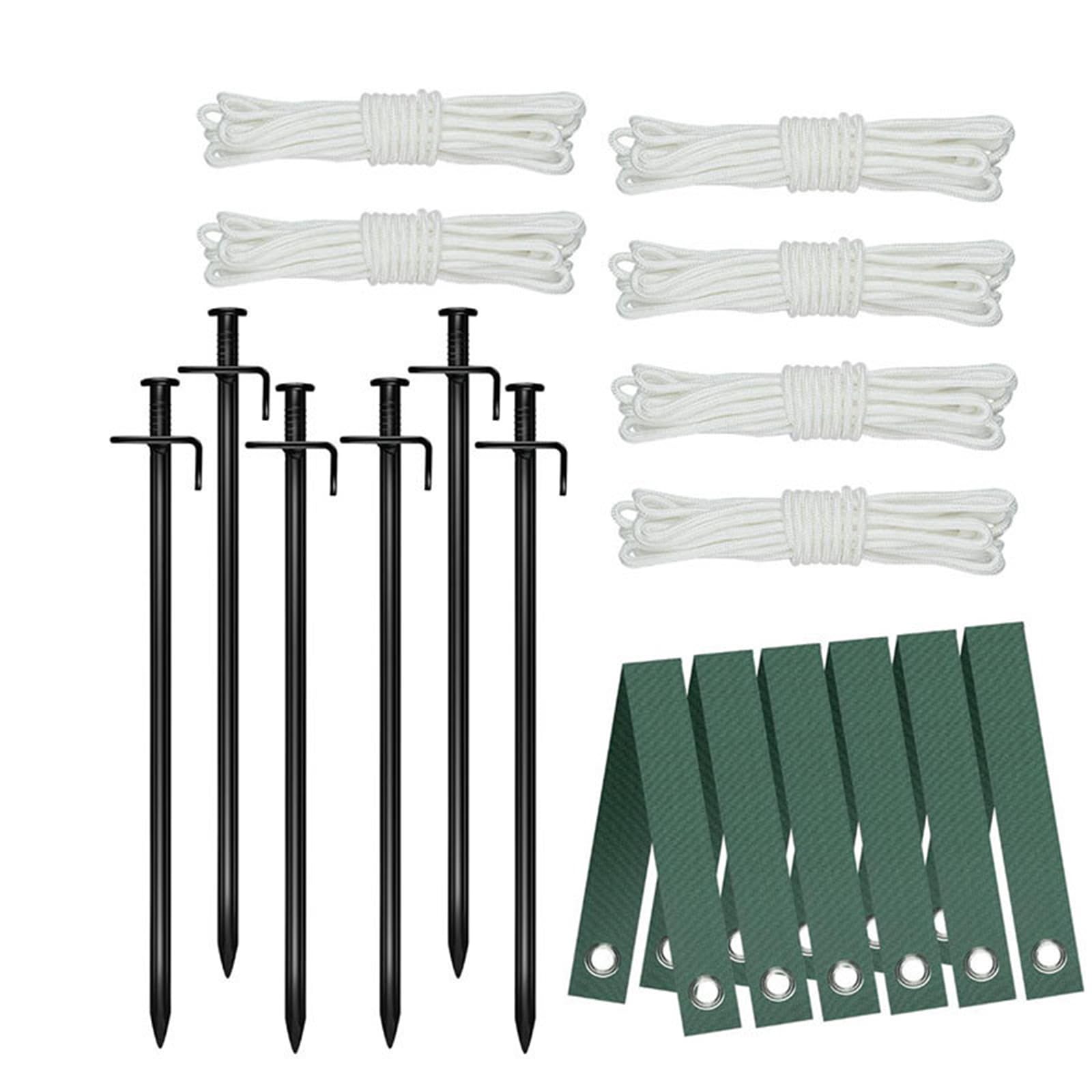 Ensemble de Maintien d ' abri avec piquets de Tente en Acier Carbone, 6 piquets courbés à 90 degrés, 6 Cordes, bâche de Camping 9X300 Mm