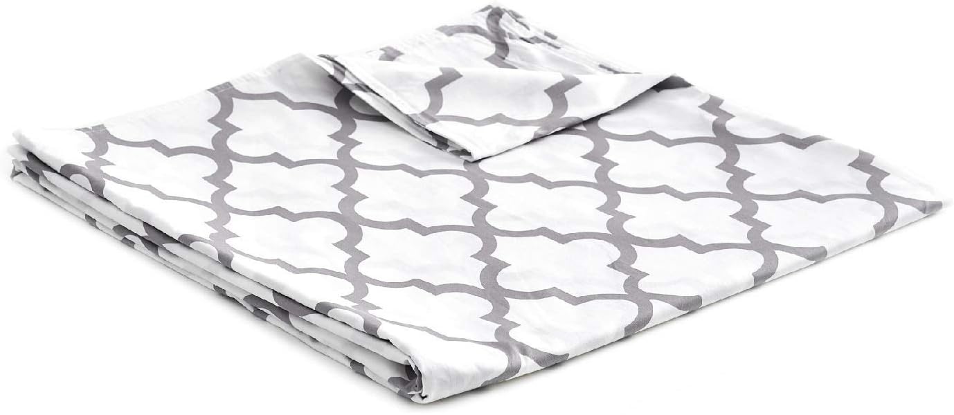YnM Cotton Duvet Cover for Weighted Blankets (Lattice Scroll, 48''x72'') 48''x72'' Duvet Cover Cotton Removable Cover Lattice Scroll
