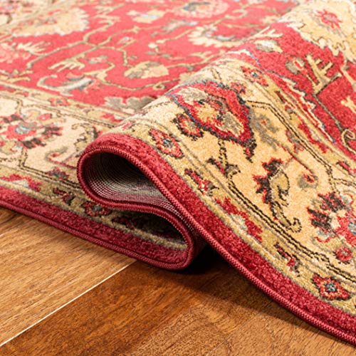 Tapete Decorativo Oriental Tradicional Rojo y Beige 4x5'7" miniatura 6