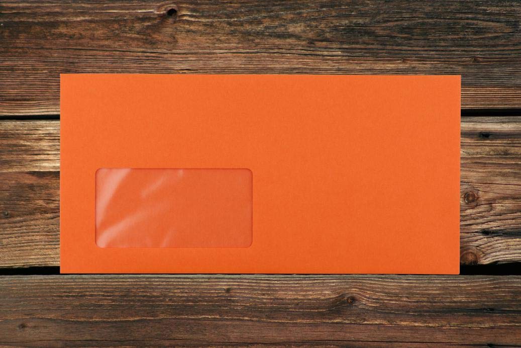 Elco Color Briefumschläge mit Fenster (lasertauglich) / orange / 114 x 229 mm (DL) / mit Abziehstreifen/haftklebend / 250 Stück