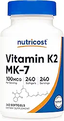 Nutricost Vitamin K2 MK-7 100 mcg, 240 Softgels - Gluten Free and Non-GMO MK7