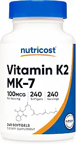 Nutricost Vitamin K2 MK-7 100 mcg, 240 Softgels - Gluten Free and Non-GMO MK7