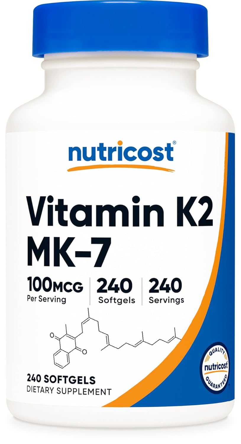 Nutricost Vitamin K2 MK-7 100 mcg, 240 Softgels – Gluten Free and Non-GMO MK7