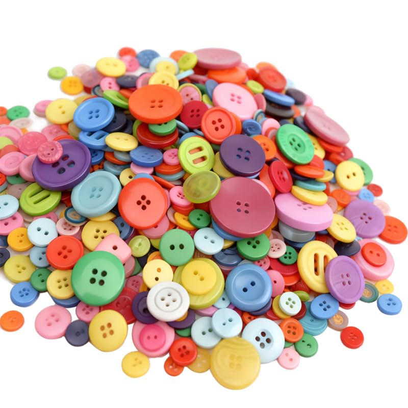 Vmoomax Lot de 1 000 petits boutons ronds en résine pour loisirs créatifs, tricot, couture, vêtements, gilets, décorations et projets faits à la main