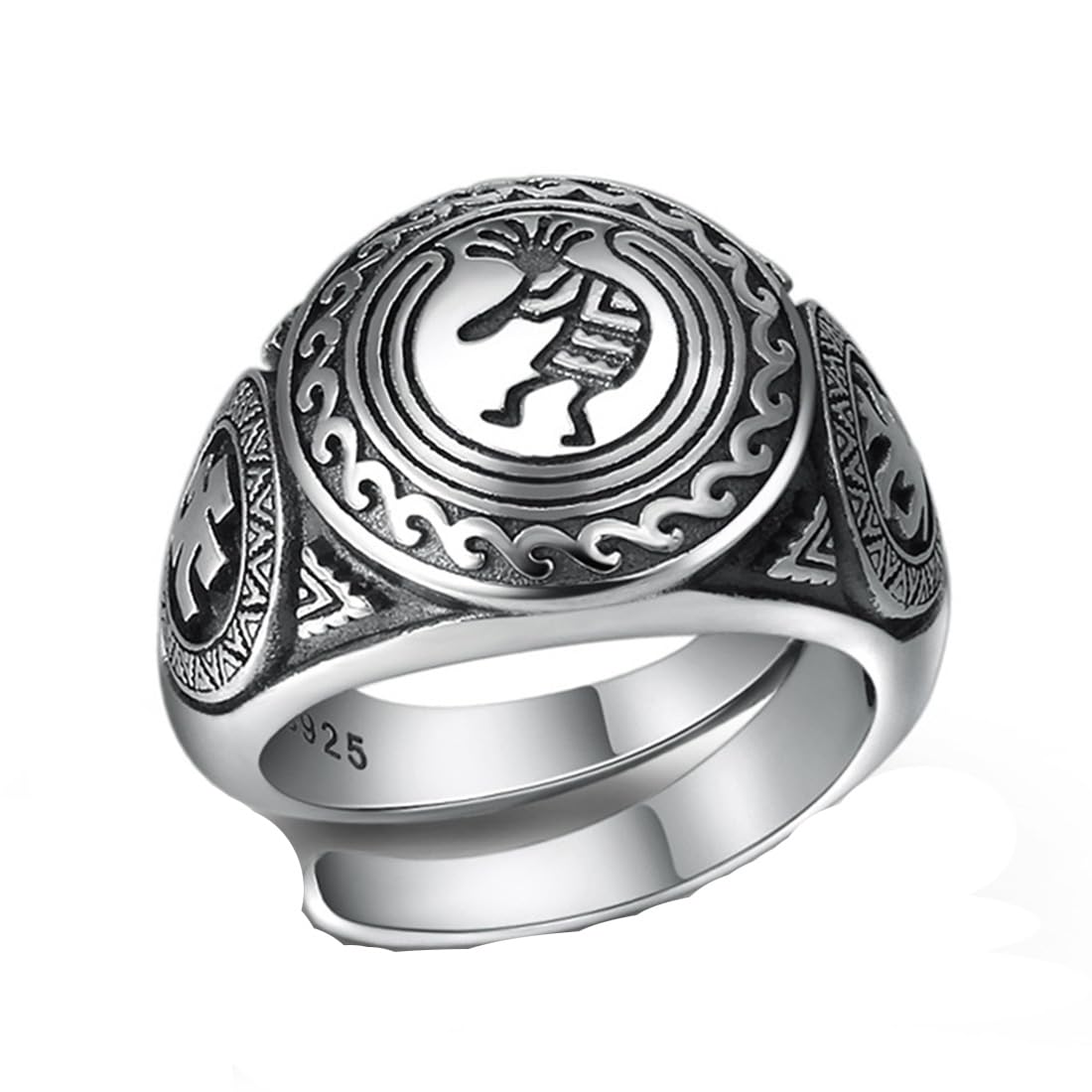 HMJGDHX Indianer-Siegel-Silberring, Herren-S925-Silber-Stammesporträt-Ring