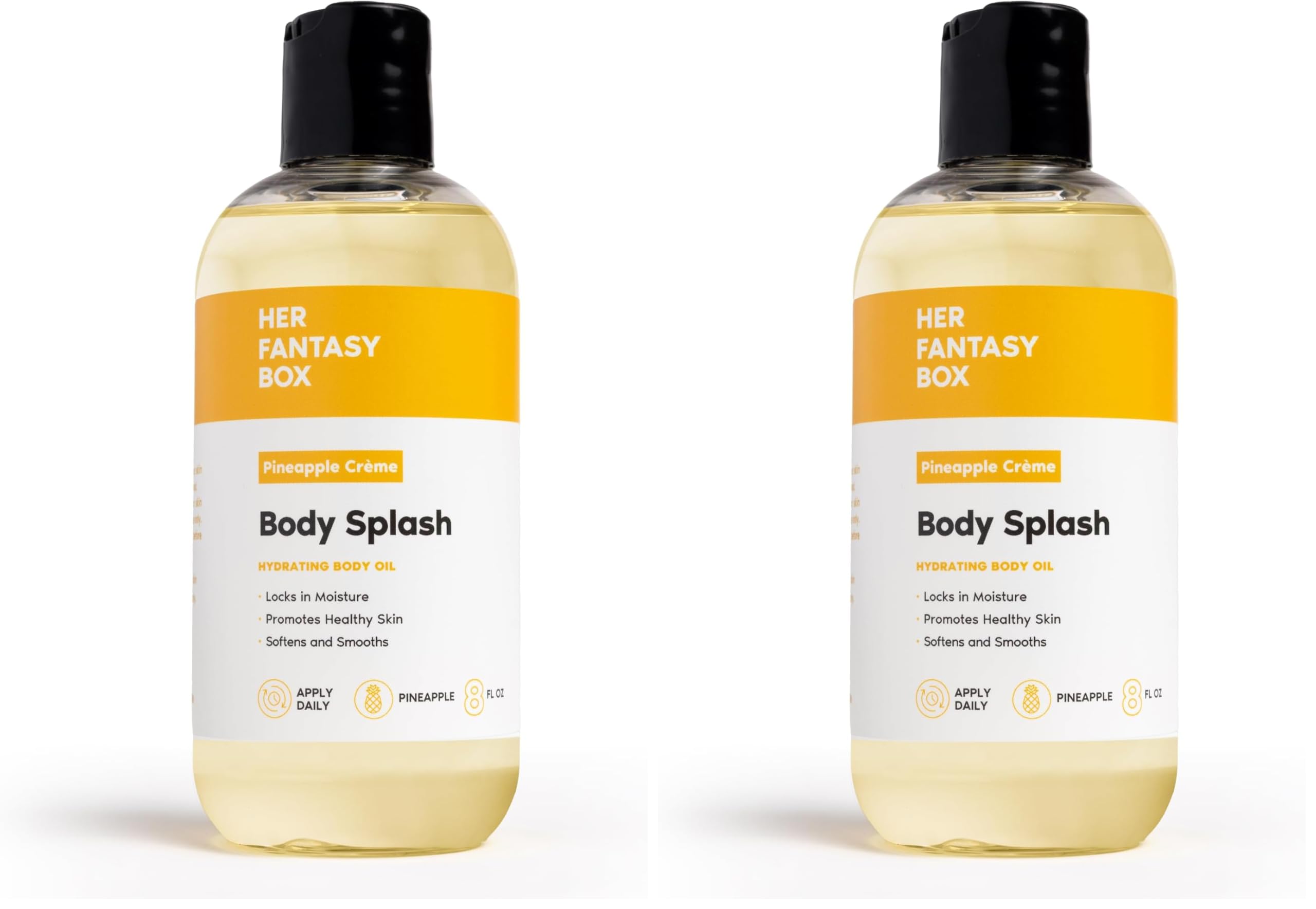Her Fantasy Box | Body Splash Hydrating Body Oil (Pineapple Creme) - Moisturizing, Non-Greasy Formula for Soft, Smooth Skin - All-Natural, Lightweight & Nourishing (Pack of 2)