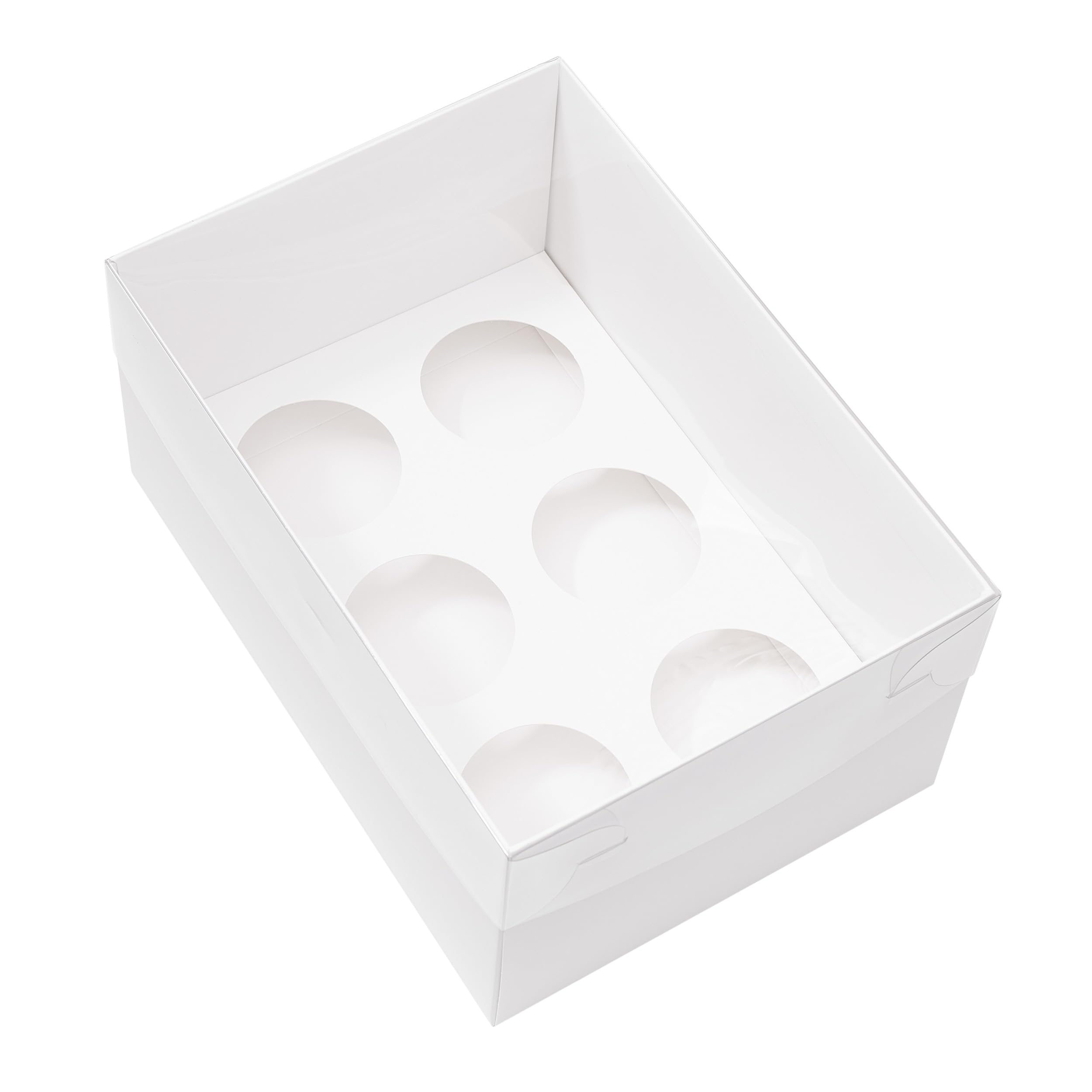 The Baked Studio - Pack of 5 - Extra Deep Premium Cupcake Boxes with Clear Presentation Lids | Tall Cake Boxes for Muffins & Cupcakes | Sturdy & Elegant Bakery Packaging (6 Holes)
