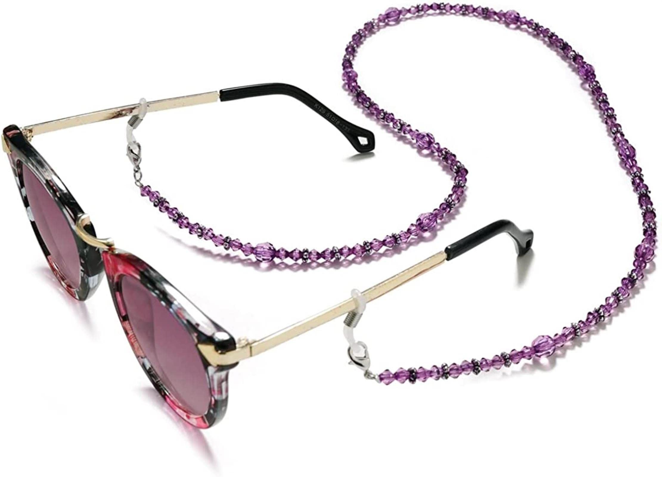 REVAHI Elegante Cadena de Gafas, Gafas de Sol, Soporte de Correa, Cadena de retención de Gafas púrpura s para Mujer