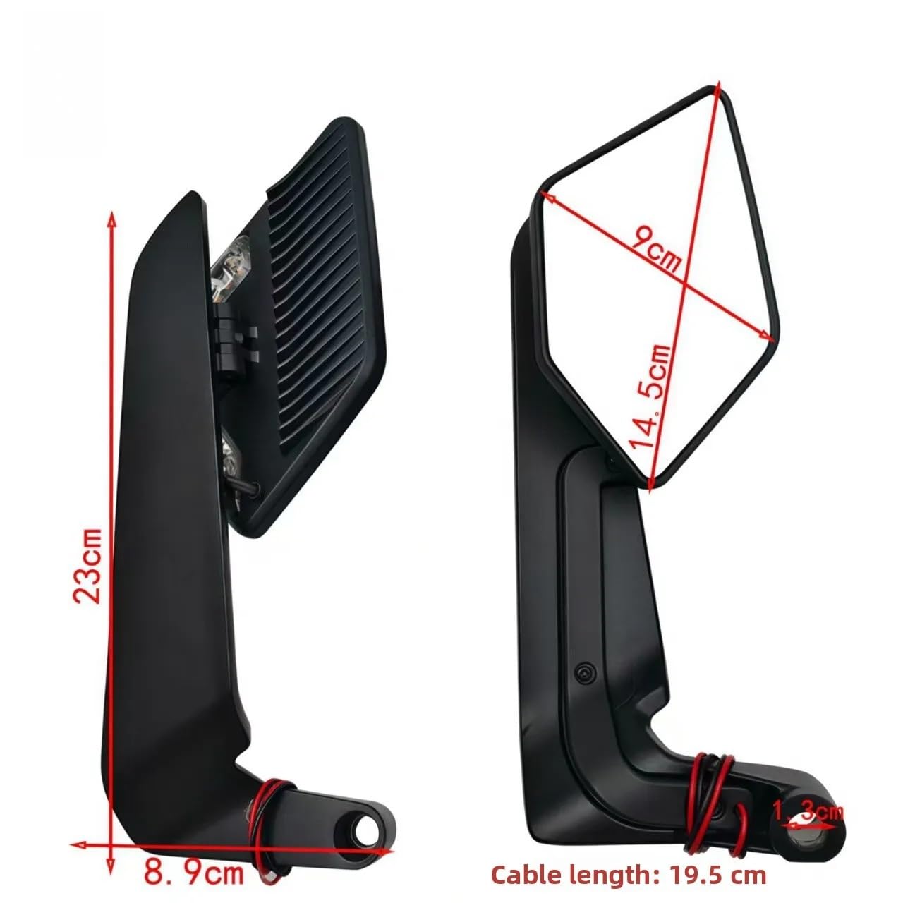 Große Motorrad Rückspiegel für Moto Guzzi V7 850 2021–2026, Verstellbare Stealth Spiegel mit Licht, Aerodynamische Windflügel Seitenspiegel