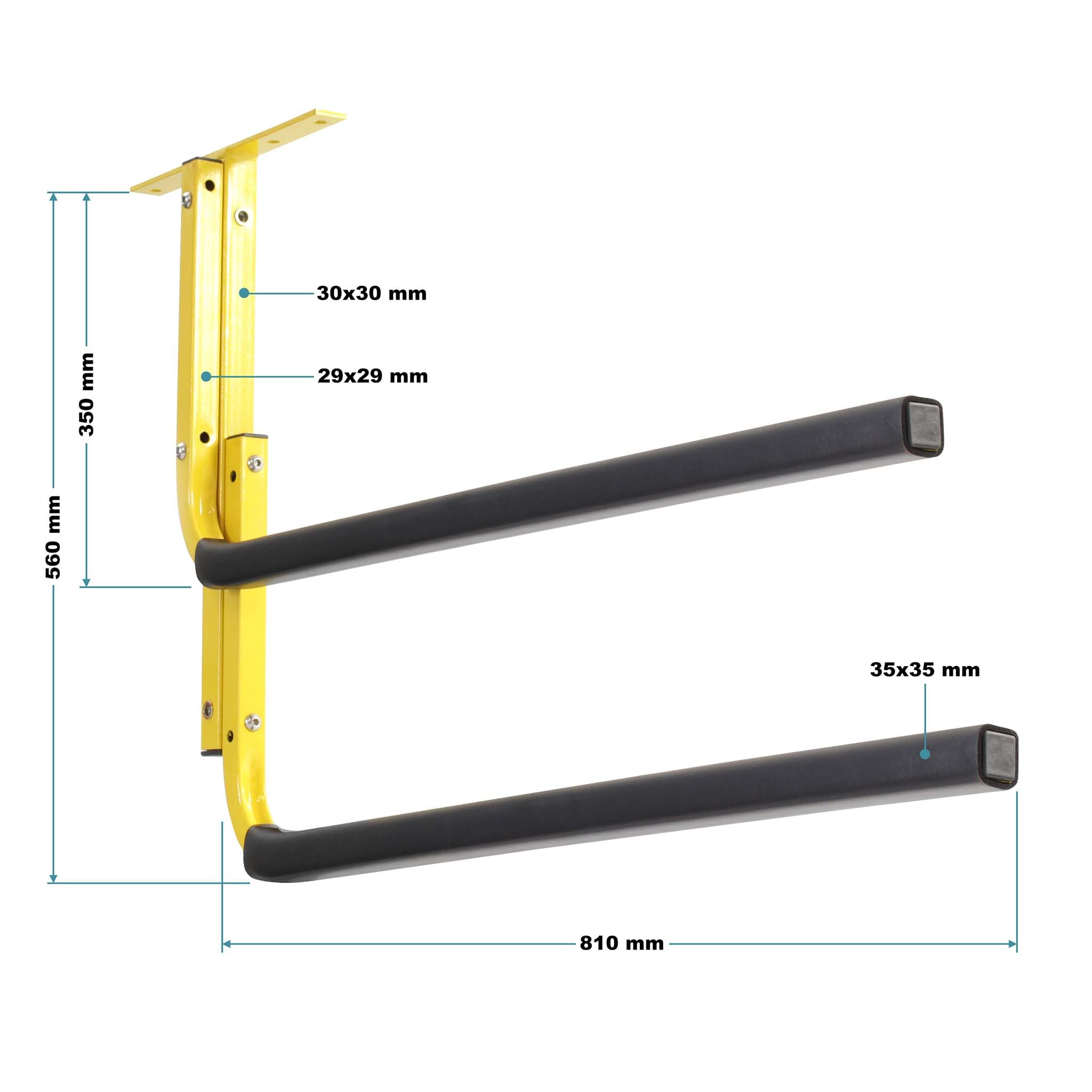 WilTec Support de Plafond pour Planches Surf, Kayaks, Canoes, Snowboards, Sup - 315 x 100 x 870 mm - Charge Max. 45 kg - matériel de Montage Fixation Suspension Stockage Rangement