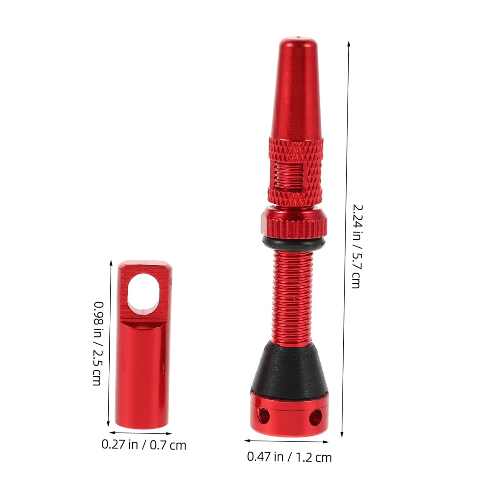 Happyyami 40mm Red Bike Tire Valve Set Aluminum Alloy Vacuum Valve Stems Easy Install Tubeless Tire Kit