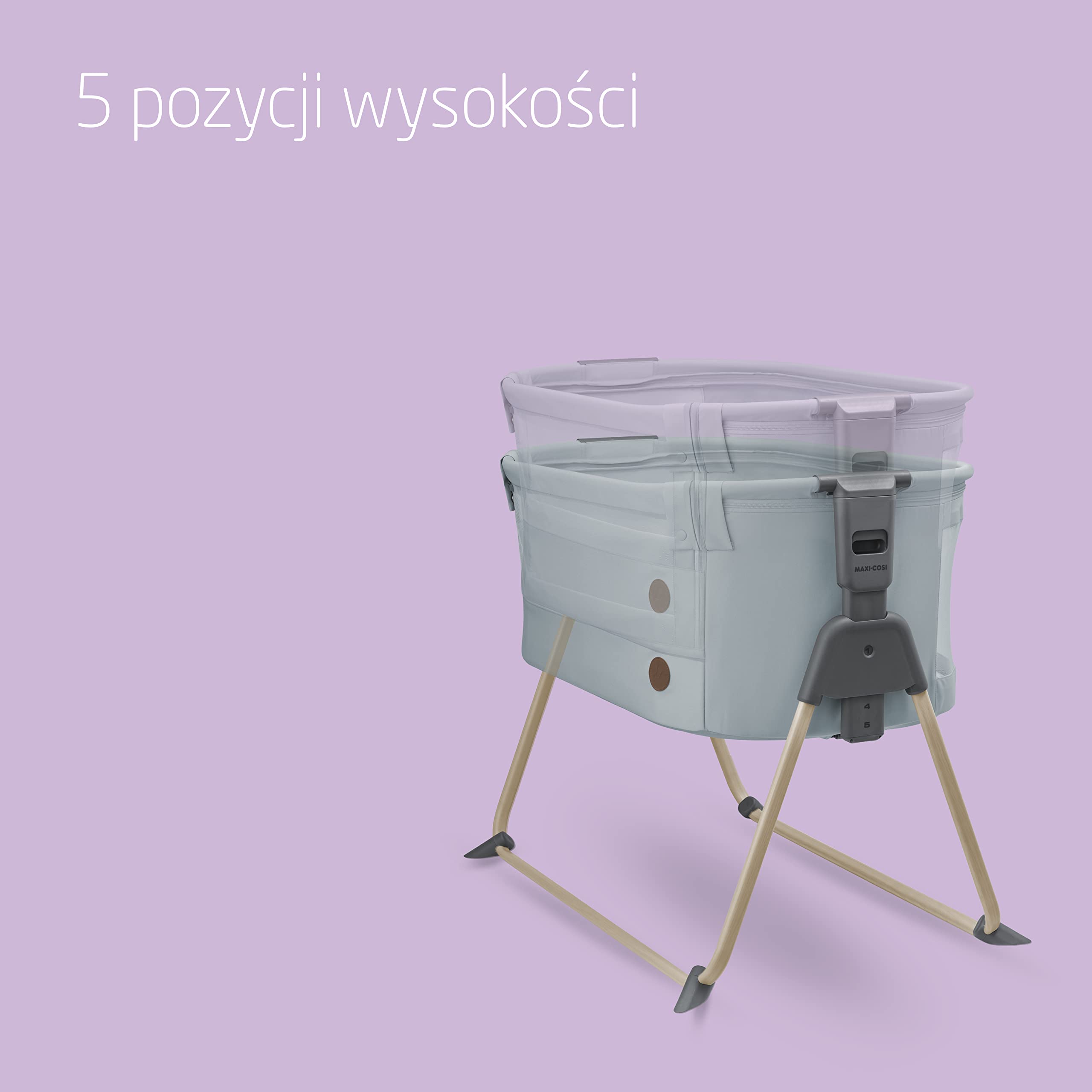 Maxi-Cosi Tori 2 w 1 Łóżeczko dostawne, Kołyska dostawna, 0–6 mies, 0–9 kg, kompaktowe składanie, Lekkie, 5 opcji wysokości, Przenośne łóżeczko dostawne z oddychającą siateczką, Beyond Grey