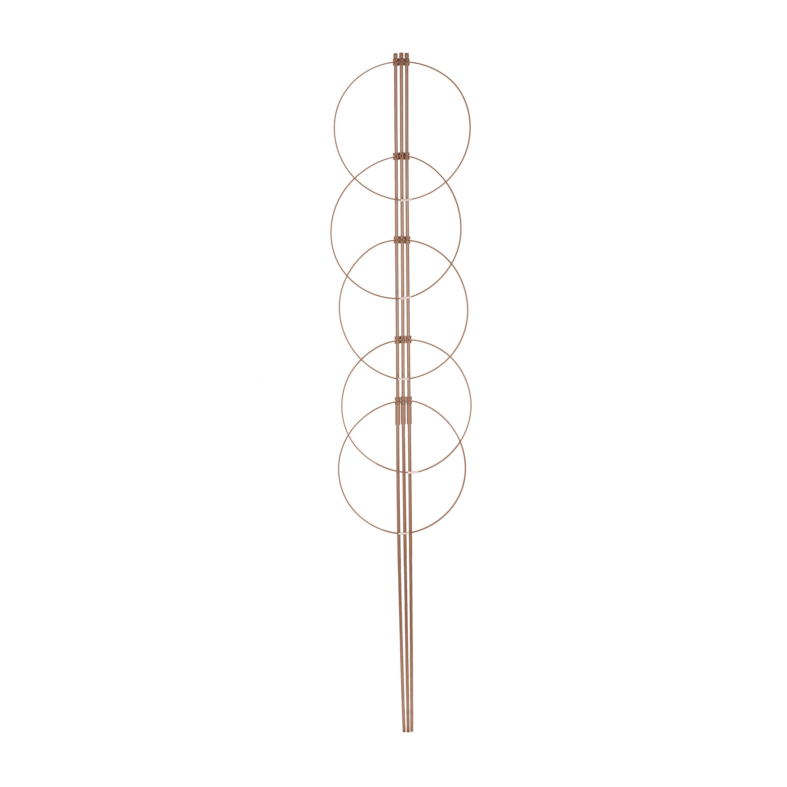 Relaxdays Podpora dla roślin pnących, zestaw 2 szt, metal i tworzywo sztuczne, wysokość 150 cm, 5 regulowanych pierścieni, podpora dla roślin pnących, kolor brązowy