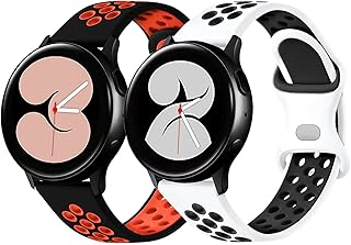 [AGUPERFIT] 2本セット 20mm 22mm クイックリリースベルト 柔らかく心地よい軽量で 通気性がありシリコンスポーツストラップ 腕時計とスマートウォッチ 替えバンド (20mm S, 黒/赤+白/黒)