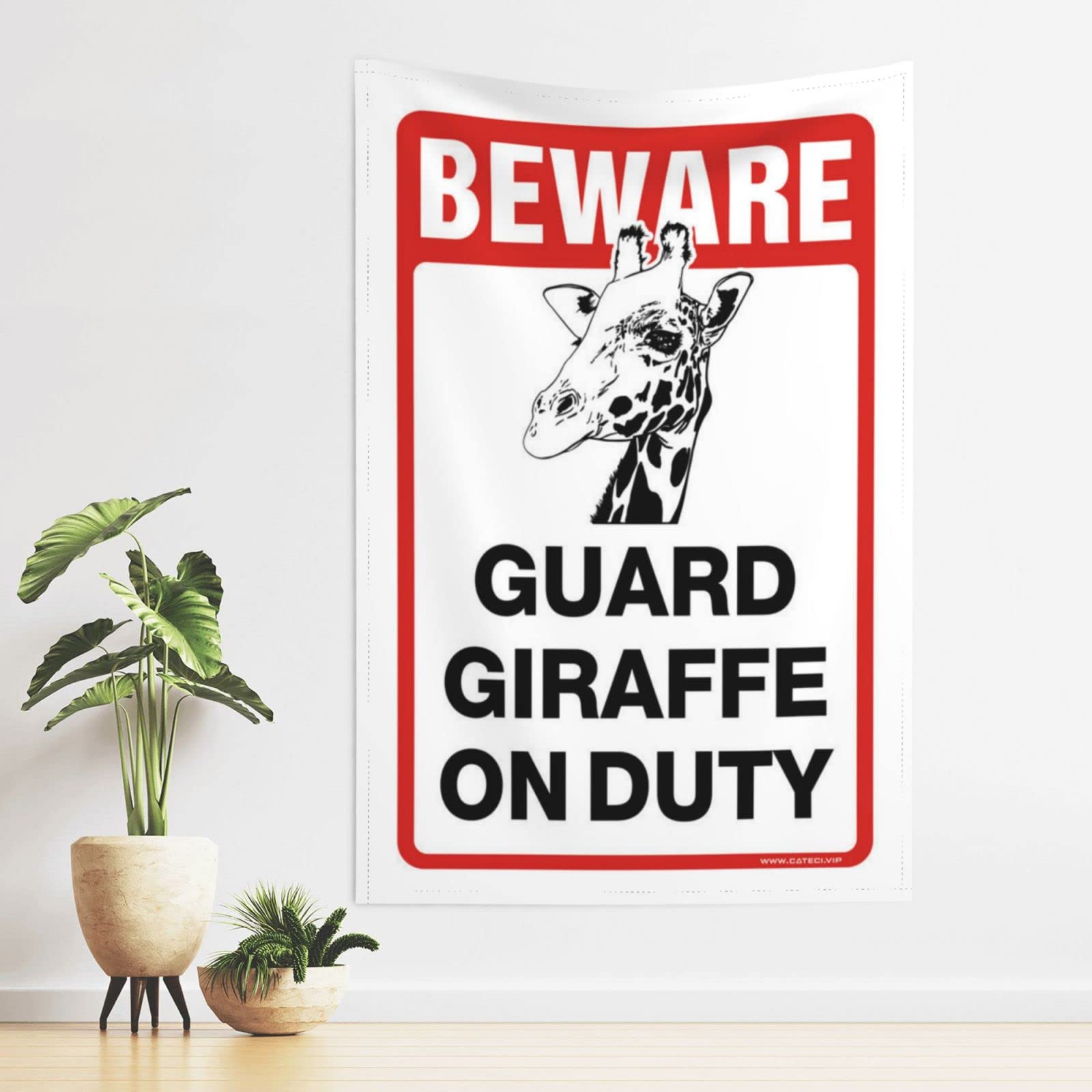 Dsocuiubos Beer Decor Beware! Guard Giraffe On Duty Tapestry Beer Decorations for Man Cave Funny Patio Decor (Size : 75X100CM)