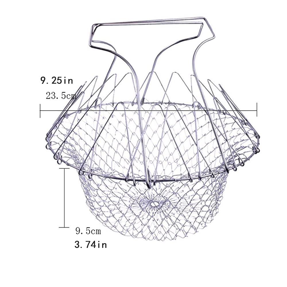 Enjuague de Vapor Plegable Fry Fry Chef Cesta Magic Cesta de Malla Cesta de Malla Cocina Neto Cocina Acero Inoxidable Colador de Herramientas de Cocina