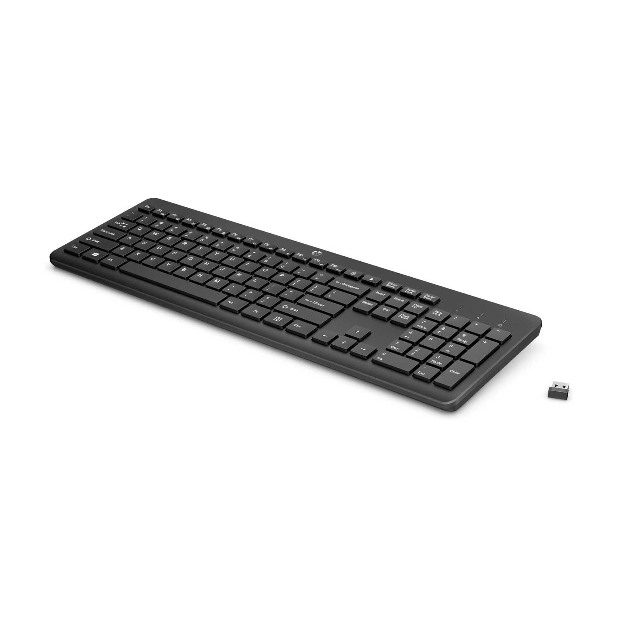 HP 230 Teclado Inalámbrico QWERTY Español - (Puerto USB-A, Batería hasta 16 Meses de Duración, Conexión Inalámbrica 2,4GHz, Windows), Color Negro
