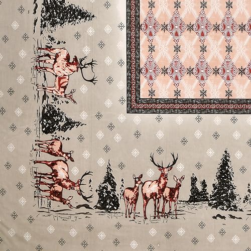 Image of 240 TC 100% Cotton Bedsheet for Double Bed King Size with 2 Pillow Covers | Breathable & Super Soft Rajasthani Sanganeri Jaipuri Printed Bed Sheet -108 * 108 Inches (Deer 3)