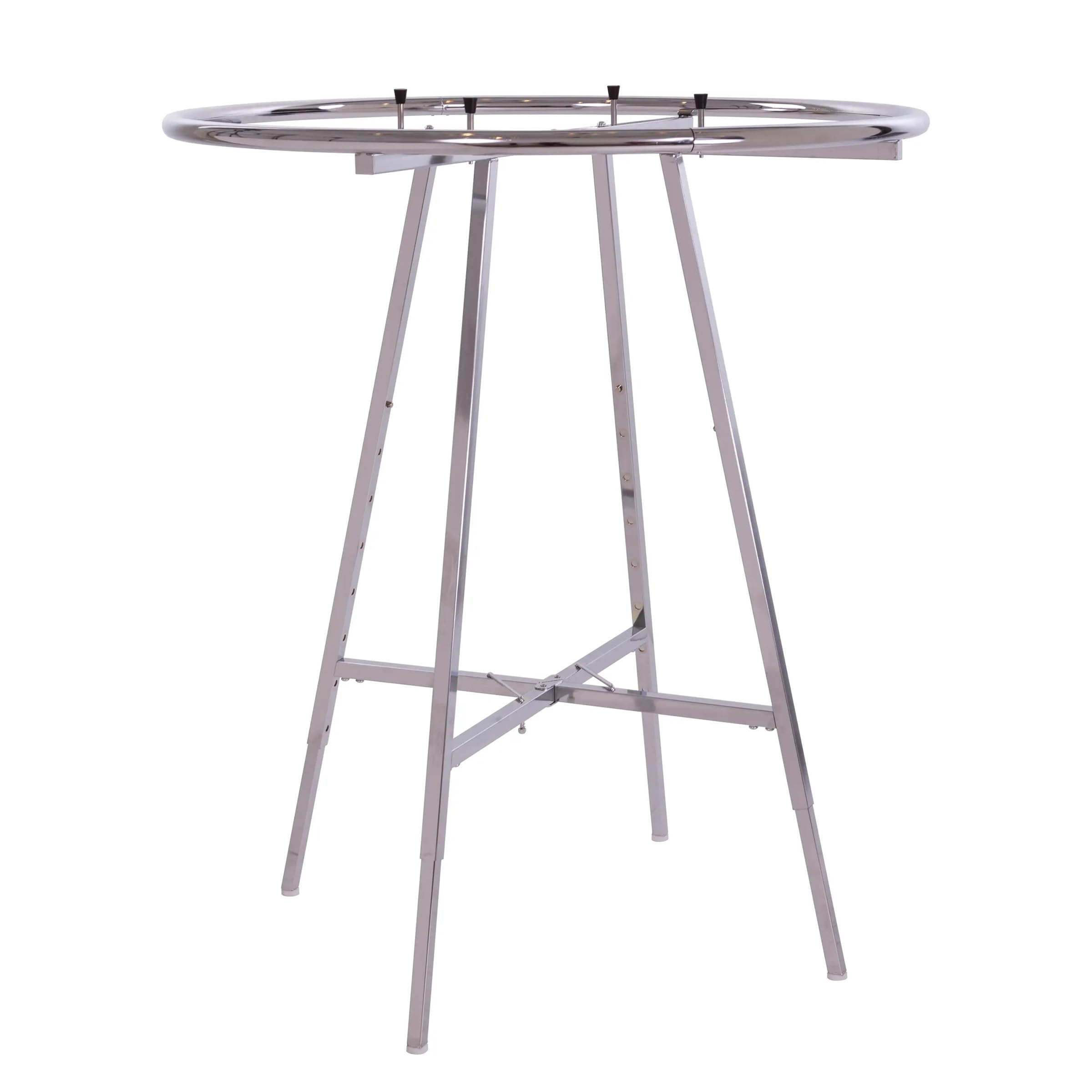 Econoco 42-Inch Folding Round Garment Rack Adjustable 46 66 Height Retail Display Chrome Finish