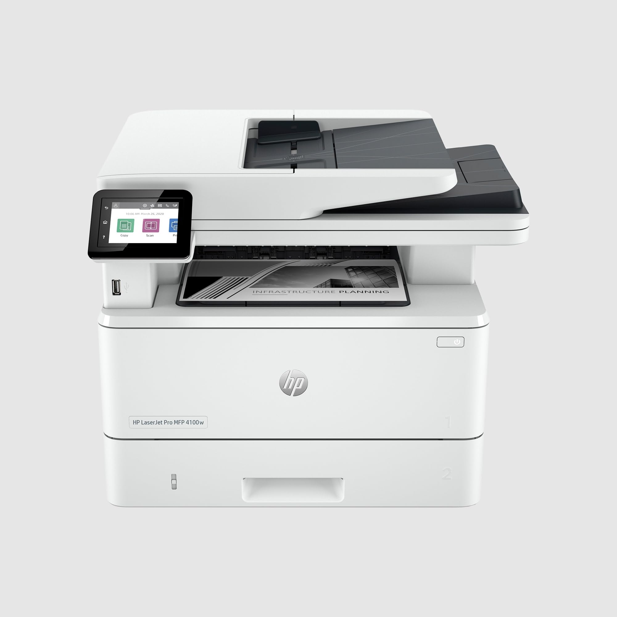 HP LaserJet Pro MFP 4102fdw, 2Z624F, imprimante Multifonction A4, Impression Automatique Recto-Verso, 42 ppm, Port USB hôte, Wi-FI, Ethernet, fax, ADF, Smart, Blanche