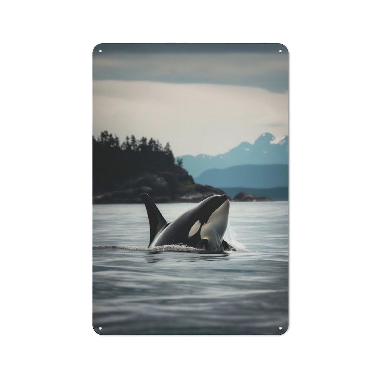Metal Plaque 30x20cm with Magnificent Orca for Pub Or Café, Retro Decor, for Pub Decor Enthusiasts Refreshing A Room in Autumn