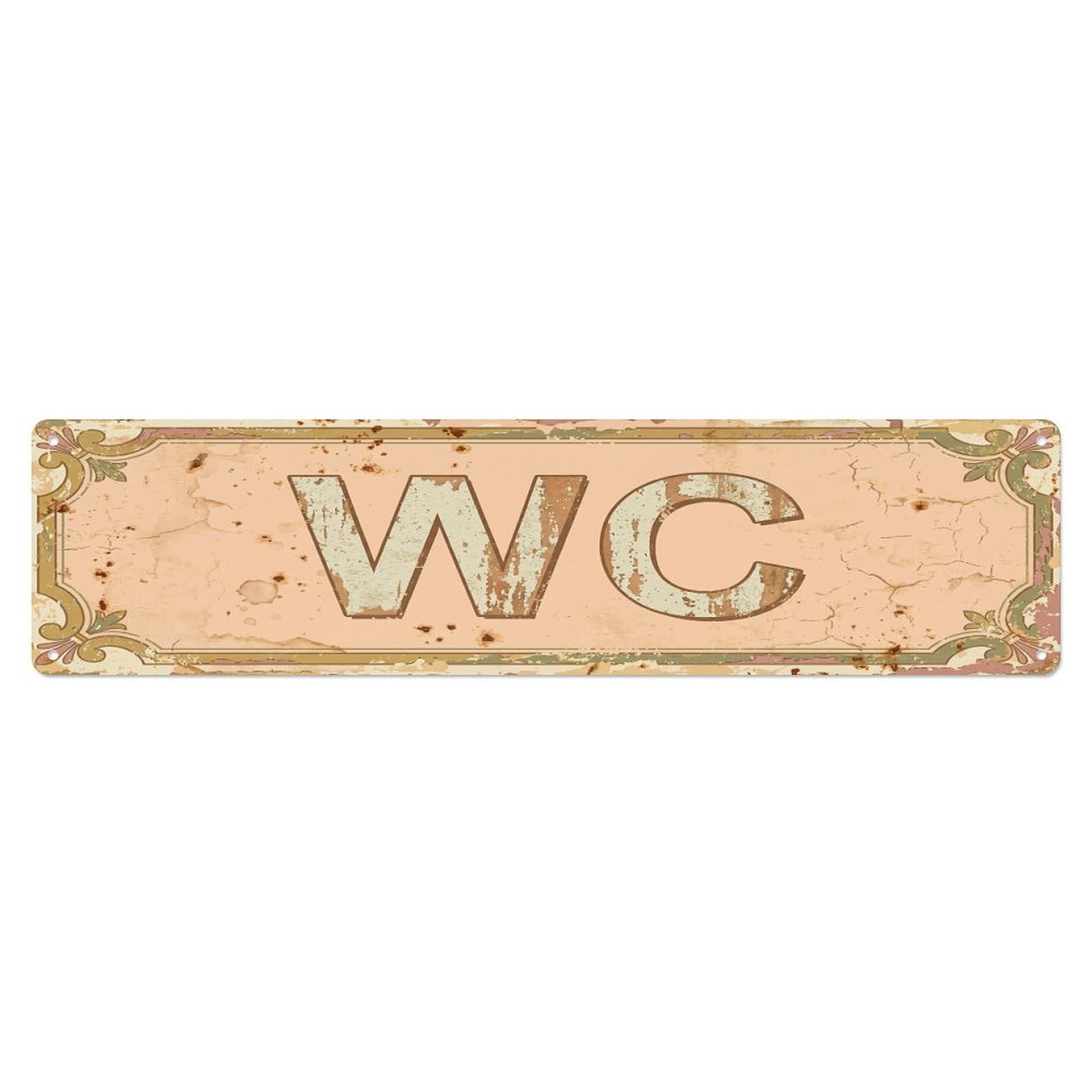 Shabby Warm Restaurant Toilet Toilet(WC) Door Metal Tin Sign Plaque Wall Decor for Cafe, Club Bar, Office, Home Garden Metal Poster 4x16Inch