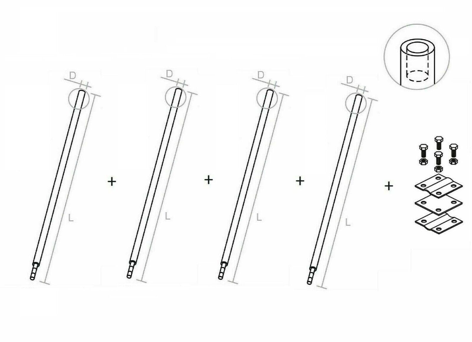 Tiefenerder Erder Erdung SET Ø16mm V2A Edelstahl - Längenauswahl (Ø16 SET 6,0m 4x1500mm)
