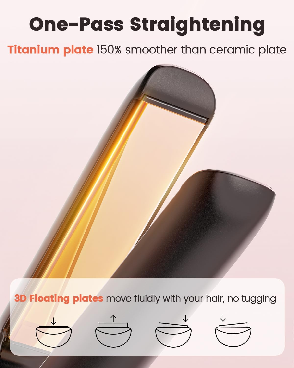 Rosami Piastra per capelli 2 in 1, piastra ionica al titanio per una lucentezza brillante, riscaldamento rapido 20S, display LCD trasparente - perfetta per lisciare, arricciare e ondulare i capelli Nero - Immagine 3