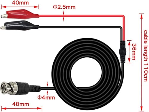 Miniatura 2 de Cable de prueba BNC Q9 a doble pinza de cocodrilo para prueba de osciloscopio (paquete de 2)